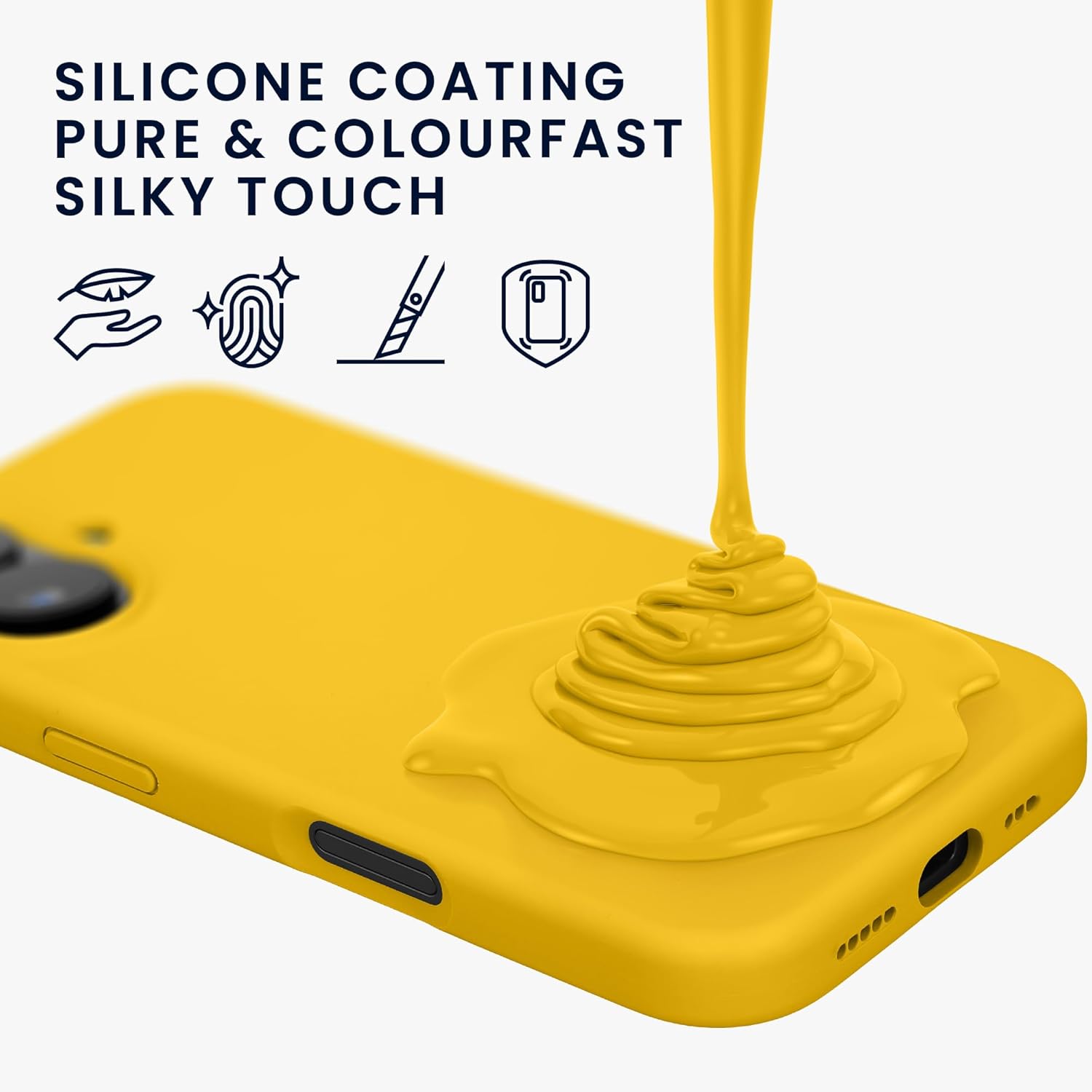 KW iPhone 16 Plus Θήκη Σιλικόνης Rubberized TPU - Bright Yellow