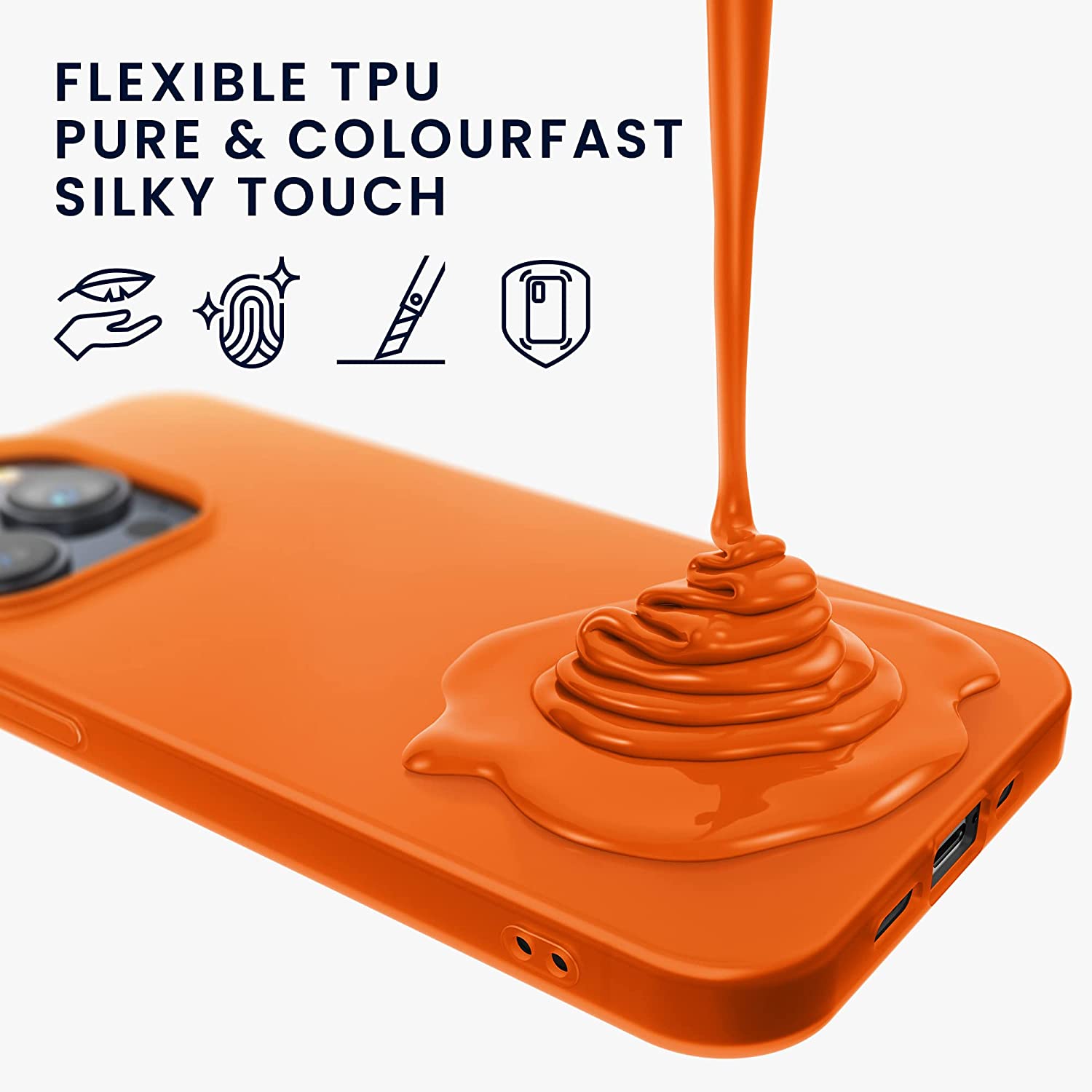 KW iPhone 14 Pro Max Λεπτή Θήκη Σιλικόνης TPU - Neon Orange - 59078.69
