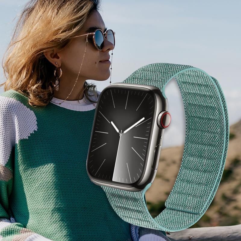 Crong Λουράκι Apple Watch 2/3/4/5/6/7/8/9/10/11 - SE (1/2/3) - 38/40/41/42mm από Νάιλον - Melange - Turquoise Melange
