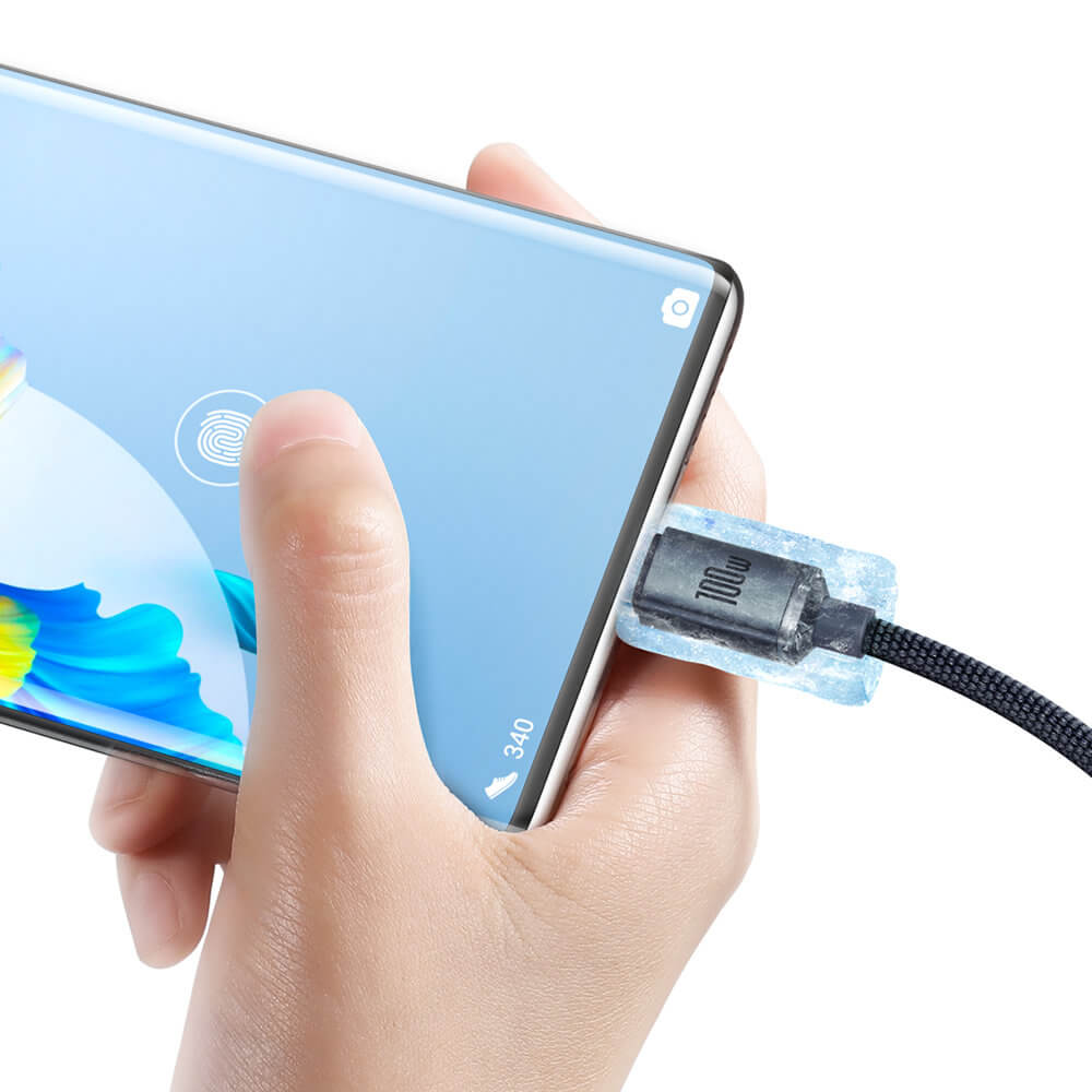 Baseus Crystal Shine Cable USB to Type C 100W - Καλώδιο Δεδομένων και Γρήγορης Φόρτισης 1.2M - Black - CAJY000401
