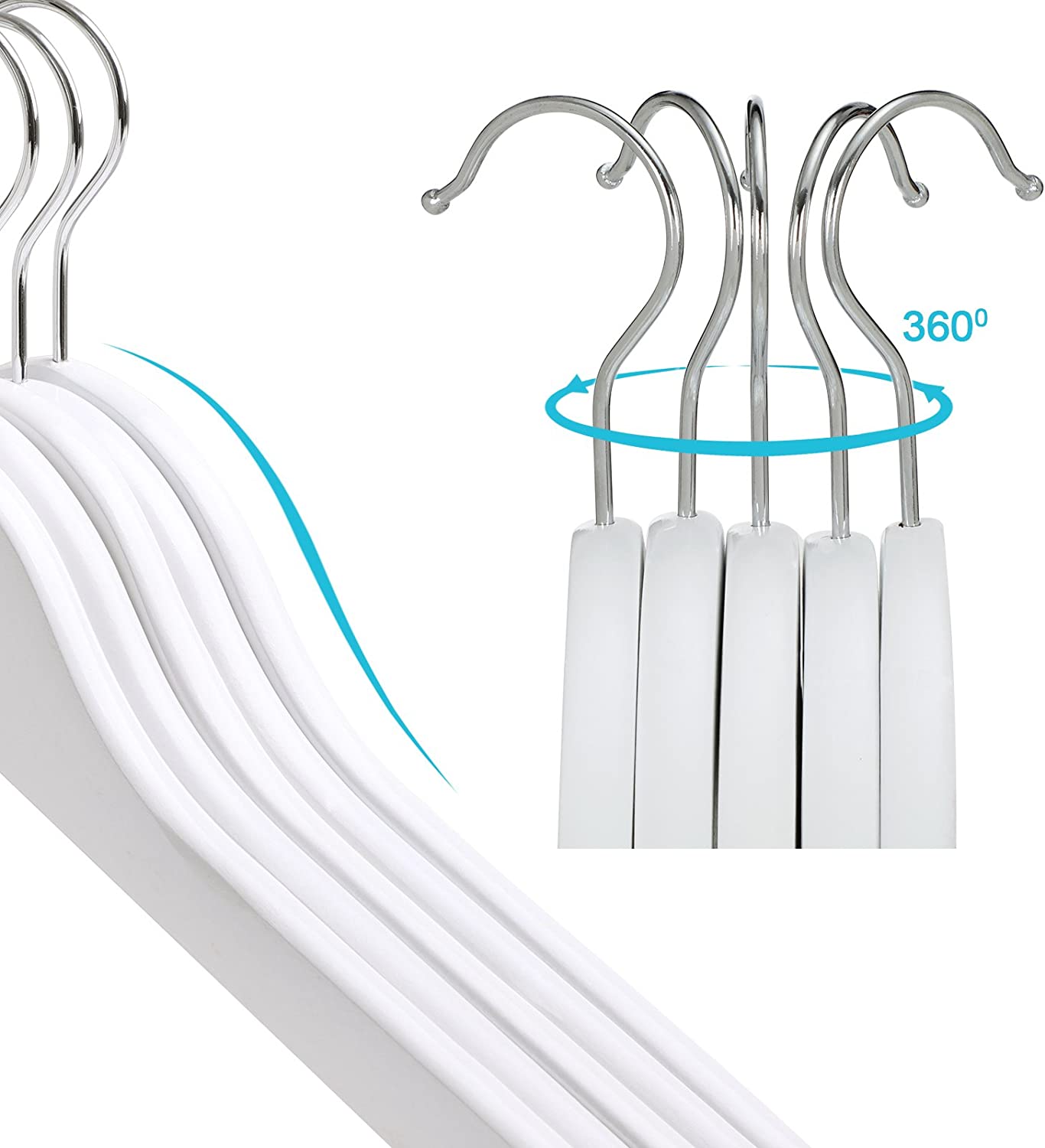 Songmics Σετ με 20 Παιδικές Ξύλινες Κρεμάστρες Ρούχων - White - CRW06W - 20