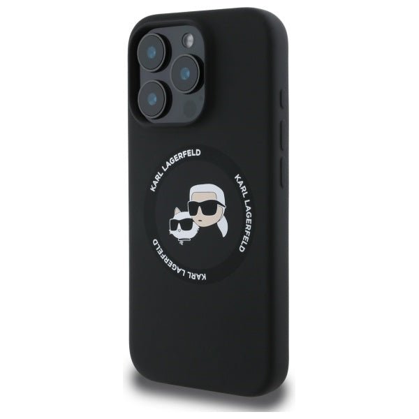 Karl Lagerfeld iPhone 16 Pro Max - Silicone Karl and Choupette Heads - Θήκη Σιλικόνης με MagSafe - Black - KLHMP16XSKCHTCK