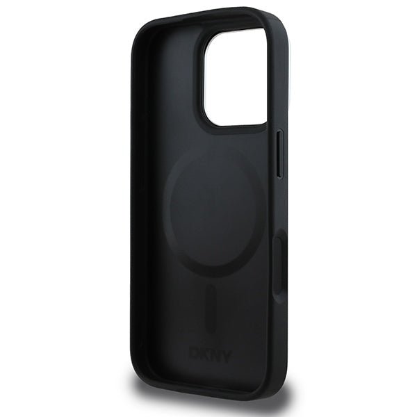 DKNY iPhone 16 Pro Max - Checkered Pattern - MagSafe Σκληρή Θήκη με Επένδυση Συνθετικού Δέρματος - Black