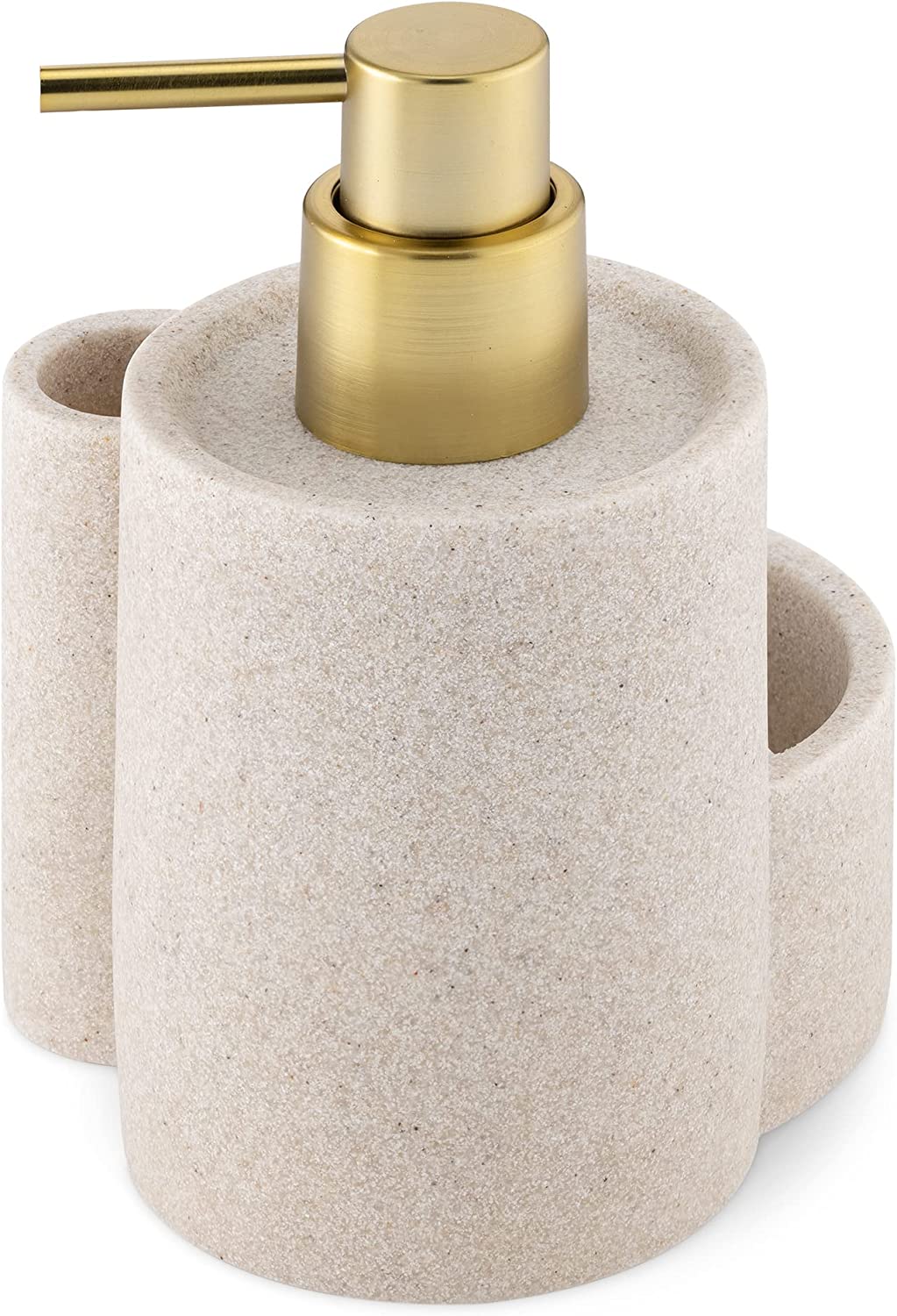 Navaris Διανομέας Σαπουνιού με 2 Θήκες - Beige / Brass - 55871.02