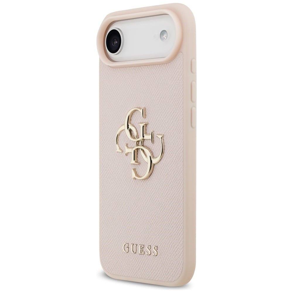 Guess iPhone Air - Grained Big 4G and Classic Logo - Σκληρή Θήκη με Επένδυση από Οικολογικό Δέρμα - Pink - GUHCP17MPGT4MBP