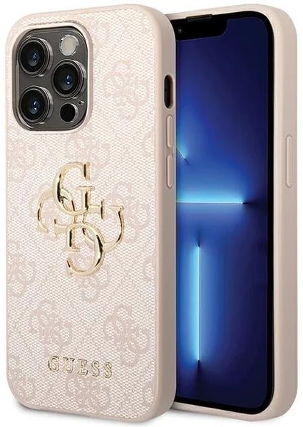 Guess iPhone 15 Pro Max - 4G Big Metal Logo Θήκη με Επένδυση Συνθετικού Δέρματος - Pink - GUHCP15X4GMGPI
