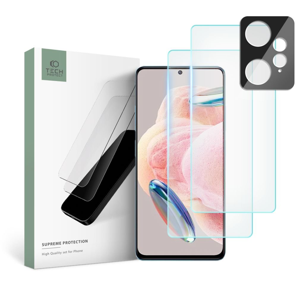 Tech - Protect Xiaomi Redmi Note 12 4G Supreme Set - Σετ με 2 Tempered Glass Αντιχαρακτικά Γυαλιά Οθόνης και 1 Αντιχαρακτικό Γυαλί για την Κάμερα - Διάφανα