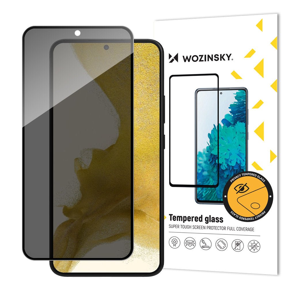 Wozinsky Samsung Galaxy S23 9H Anti - Spy Full Screen Full Glue Tempered Glass Αντιχαρακτικό Γυαλί Οθόνης - Black