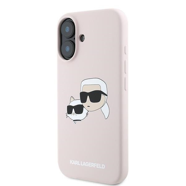 Karl Lagerfeld iPhone 16 Plus - Silicone Double Heads Print - Θήκη Σιλικόνης με MagSafe - Pink - KLHMP16MSKCHPPLP