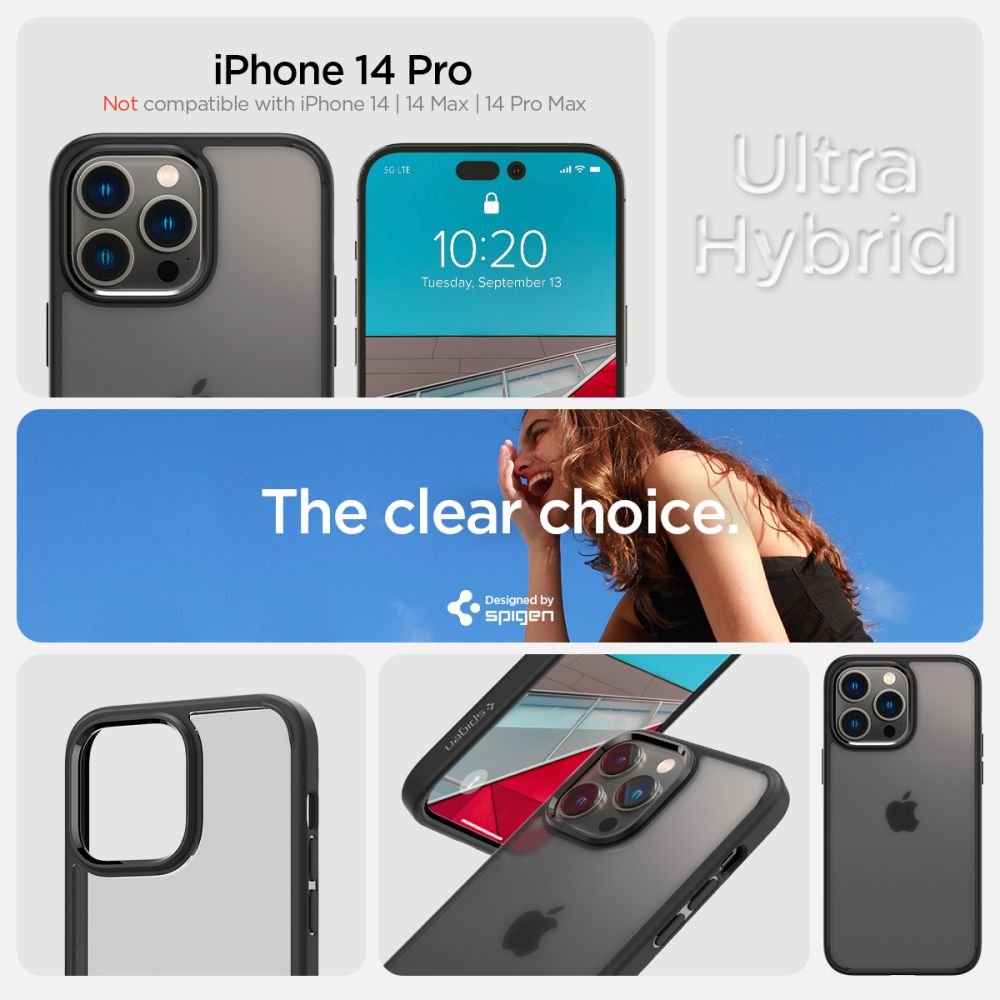 Spigen iPhone 14 Pro Ultra Hybrid Σκληρή Θήκη με Πλαίσιο Σιλικόνης - Frost Black