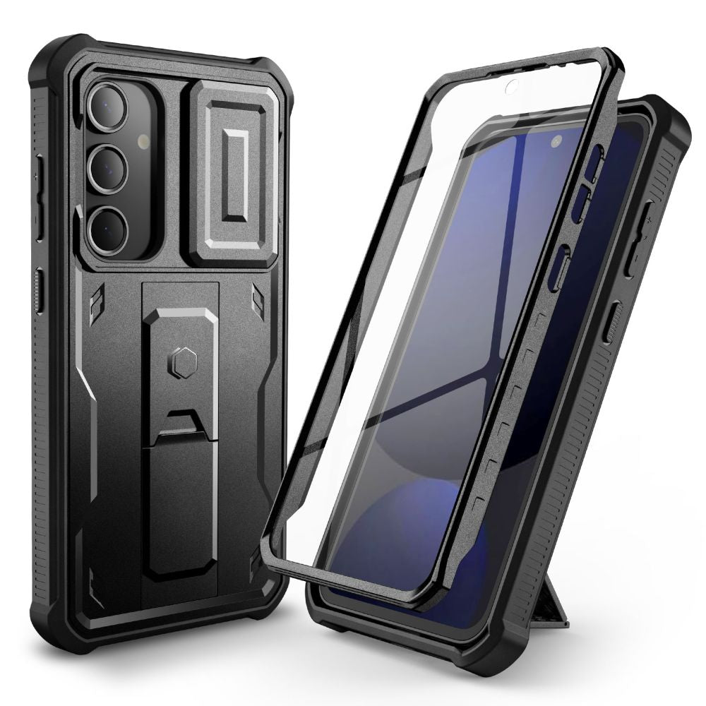 Tech - Protect Samsung Galaxy S24 FE Kevlar Cam+ Θήκη 360 Full Body με Προστασία για την Οθόνη και την Κάμερα και Stand - Black