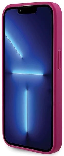 Guess iPhone 15 Pro 4G Strass Metal Logo Θήκη με Επένδυση Συνθετικού Δέρματος - Pink - GUHCP15LPS4DGPP