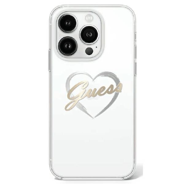 Guess iPhone 16 Pro Max - IML Heart - Σκληρή Θήκη με Πλαίσιο Σιλικόνης - White - GUHCP16XHCHGSPT