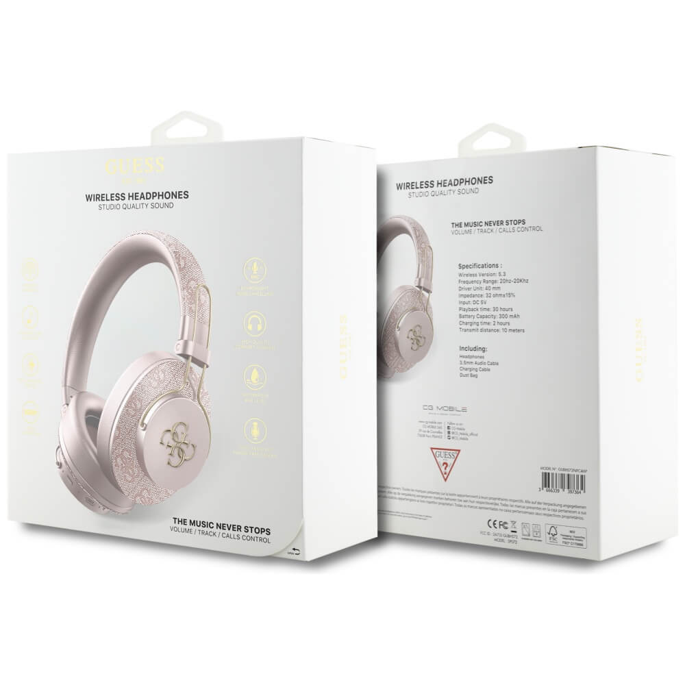 Guess Over - Ear Metal 4G Logo - Ασύρματα Bluetooth Ακουστικά - Pink