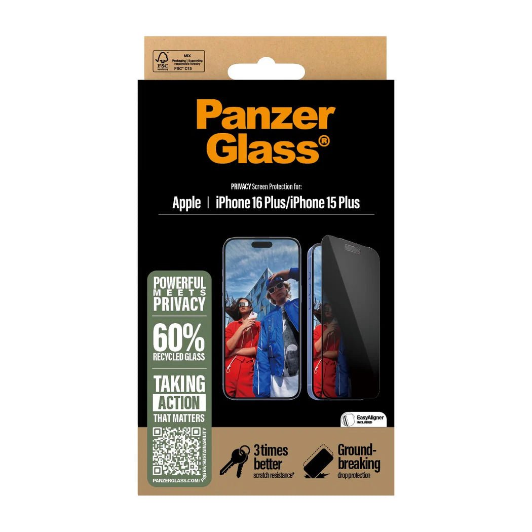 PanzerGlass iPhone 15 Plus / iPhone 16 Plus Privacy Ultra - Wide Fit Full Screen Αντιχαρακτικό Γυαλί Οθόνης - Black