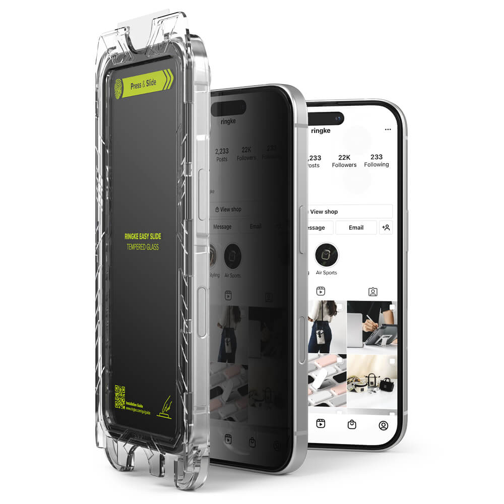 Ringke iPhone 16 Plus / 15 Plus Easy Slide 2.5D 9H Privacy Αντιχαρακτικό Γυαλί Οθόνης - 2 Τεμάχια - Privacy