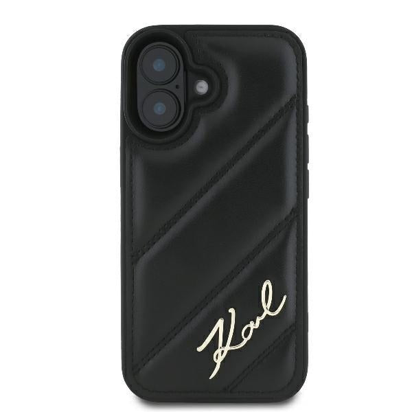Karl Lagerfeld iPhone 16 - Quilted Signature - Θήκη με Επένδυση Συνθετικού Δέρματος - Black - KLHCP16SPQDSMGK