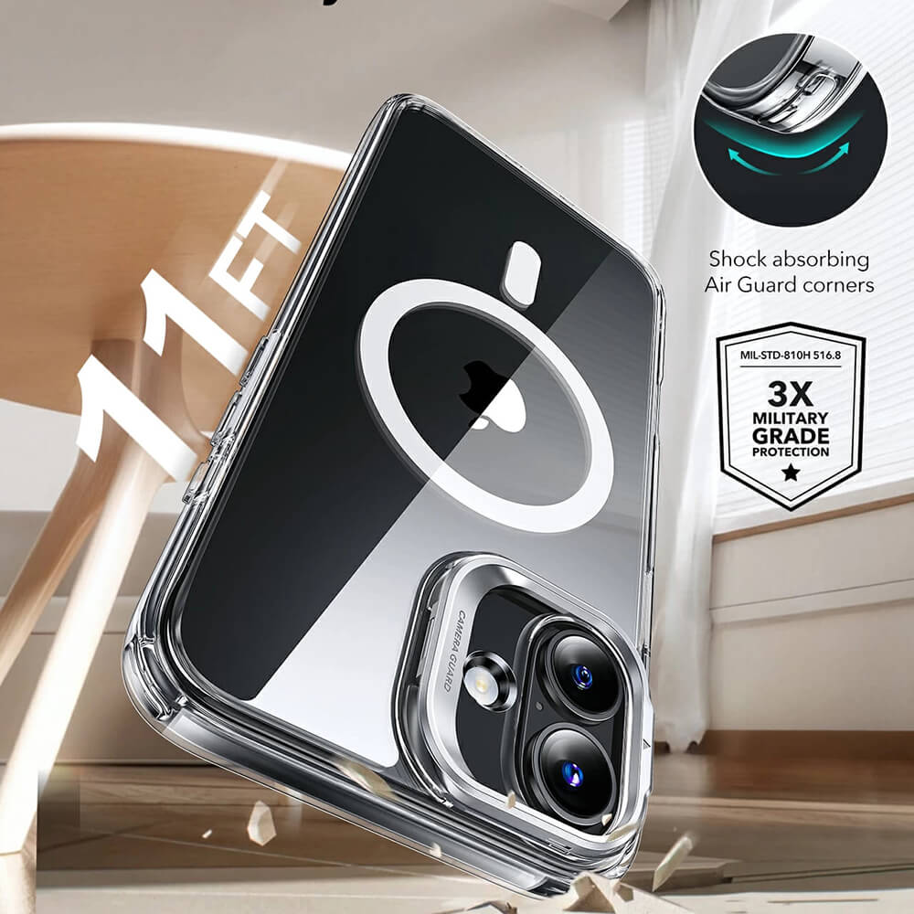 ESR iPhone 16 Plus Classic Hybrid Halolock Kickstand Σκληρή Θήκη με Πλαίσιο Σιλικόνης και MagSafe - Διάφανη