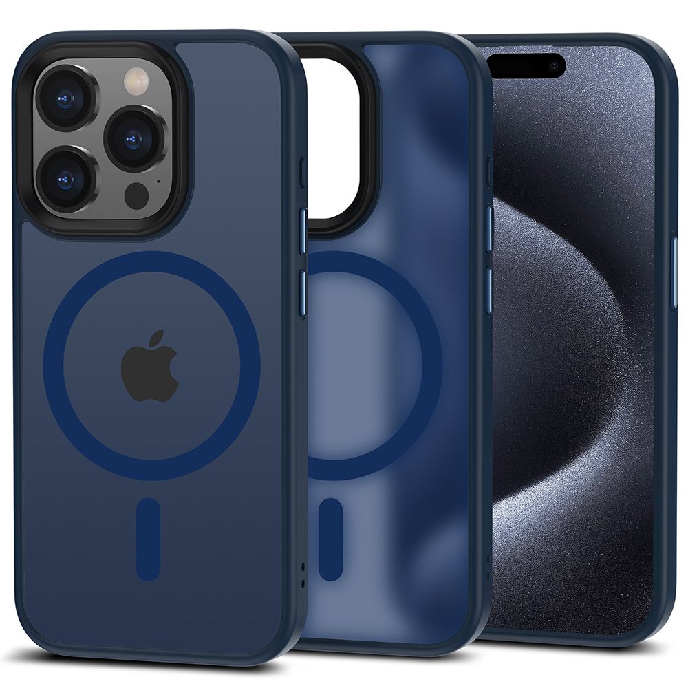 Tech - Protect iPhone 15 Pro Max MagMat Σκληρή Θήκη με Πλαίσιο Σιλικόνης και MagSafe - Matte Navy / Ημιδιάφανη
