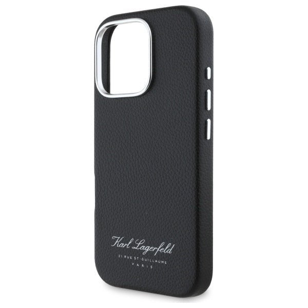 Karl Lagerfeld iPhone 16 Pro - FW Hotel RSG Σκληρή Θήκη με Επένδυση Συνθετικού Δέρματος - Black - KLHCP16LPGWCMKHK