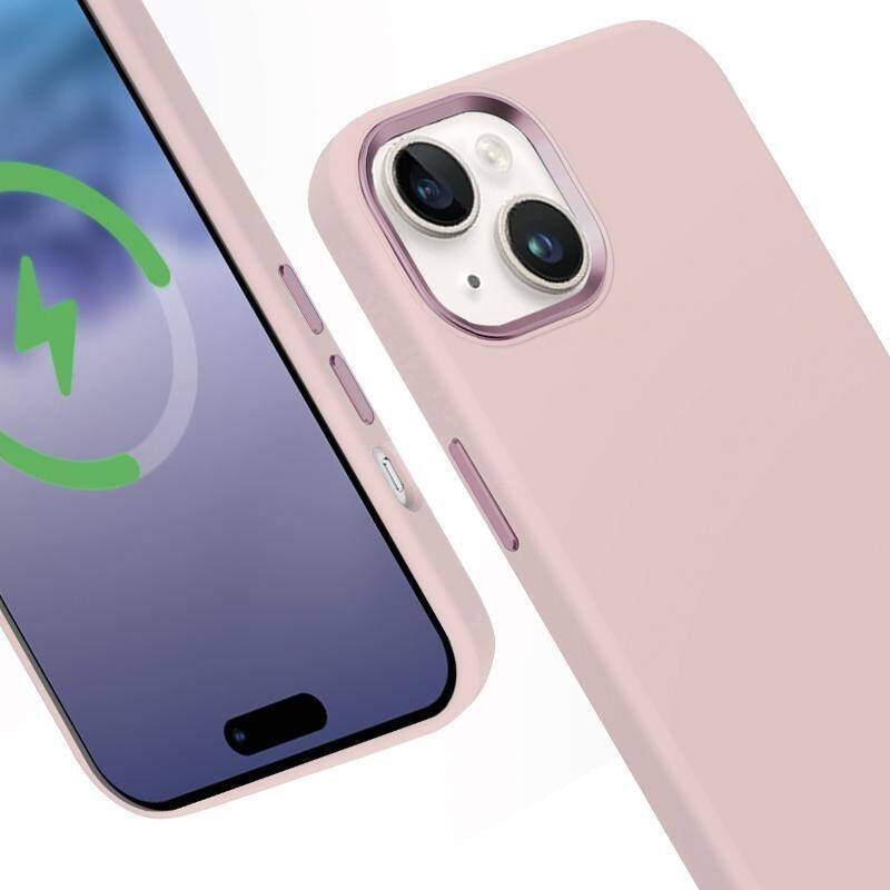 Crong iPhone 15 Color Cover Lux Magnetic - Θήκη Σιλικόνης με MagSafe - Pink