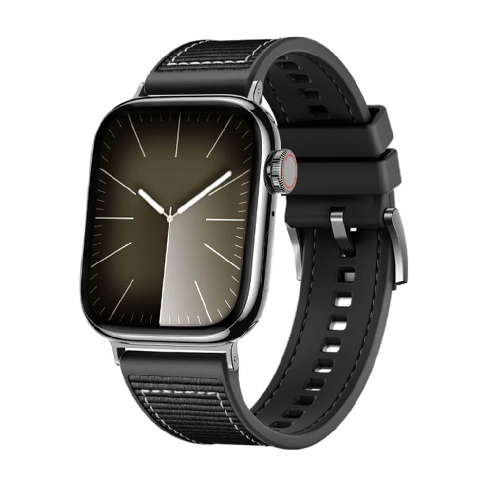 Techsuit Λουράκι Apple Watch 2/3/4/5/6/7/8/9/10/11 - SE (1/2/3) - 38/40/41/42mm Watchband Σιλικόνης W051 - Black