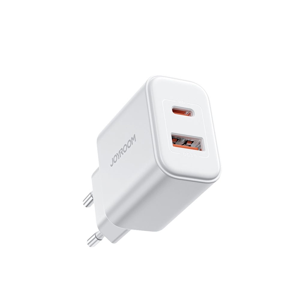 Joyroom PD 20W Οικιακός Φορτιστής Γρήγορης Φόρτισης με Θύρα USB και Θύρα Type - C και Καλώδιο Type - C to Type - C - White - JR - TCF05