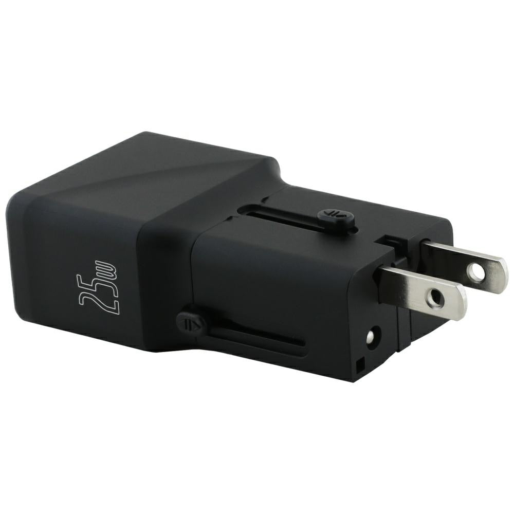 Tumi Travel Adapter Power Charger 25W Φορτιστής Ταξιδίου με 1 Θύρα Type - C και μία Θύρα USB - Black