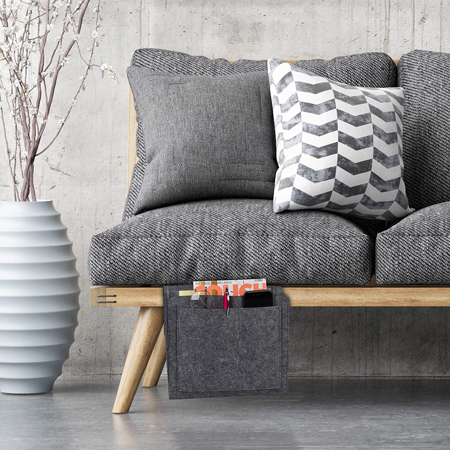 Relaxdays Bed Pocket Τσέπη Organiser Κρεβατιού - Dark Grey - 4052025898380