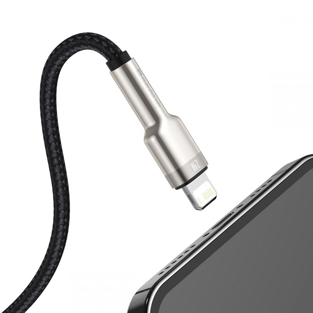 Baseus Cafule Metal Cable Lightning 2.4A - Καλώδιο Δεδομένων και Φόρτισης Lightning 2M - Black / Gold - CALJK - B01