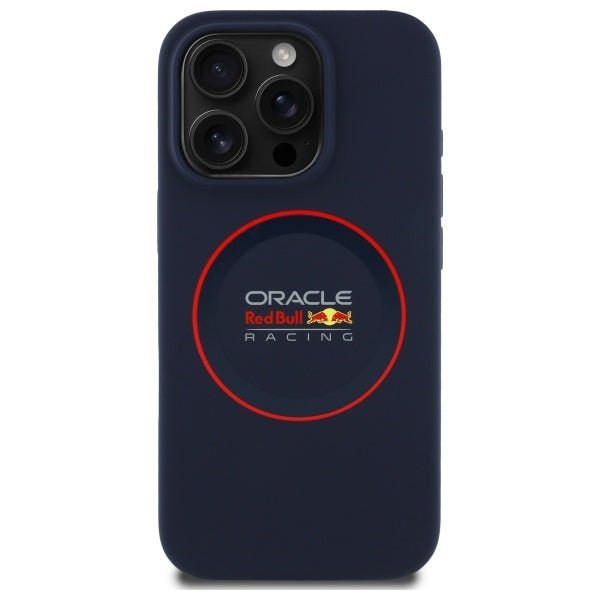 Red Bull iPhone 16 Pro Max - Silicone Red Ring - MagSafe Σκληρή Θήκη με Πλαίσιο Σιλικόνης - Navy - RBHMP16X24SIILVR