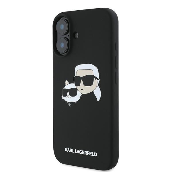 Karl Lagerfeld iPhone 16 Plus - Silicone Double Heads Print - Θήκη Σιλικόνης με MagSafe - Black - KLHMP16MSKCHPPLK