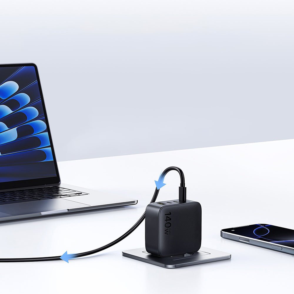Baseus Οικιακός Φορτιστής Γρήγορης Φόρτισης 140W GaN με 3 Θύρες Type - C και 1 Θύρα USB - EnerFill FH11 - Cosmic Black