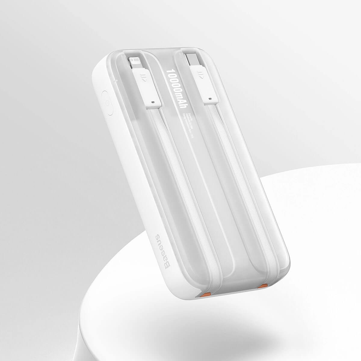 Baseus Comet Series Power Bank 10000mAh 22.5W με Ενσωματωμένα Καλώδια Type - C και Lightning - White - PPMD020002