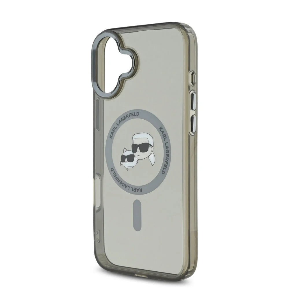Karl Lagerfeld iPhone 16 Plus - IML Metal Karl and Choupette Head - Σκληρή Θήκη με Πλαίσιο Σιλικόνης και MagSafe - Black - KLHMP16MHLSKCK