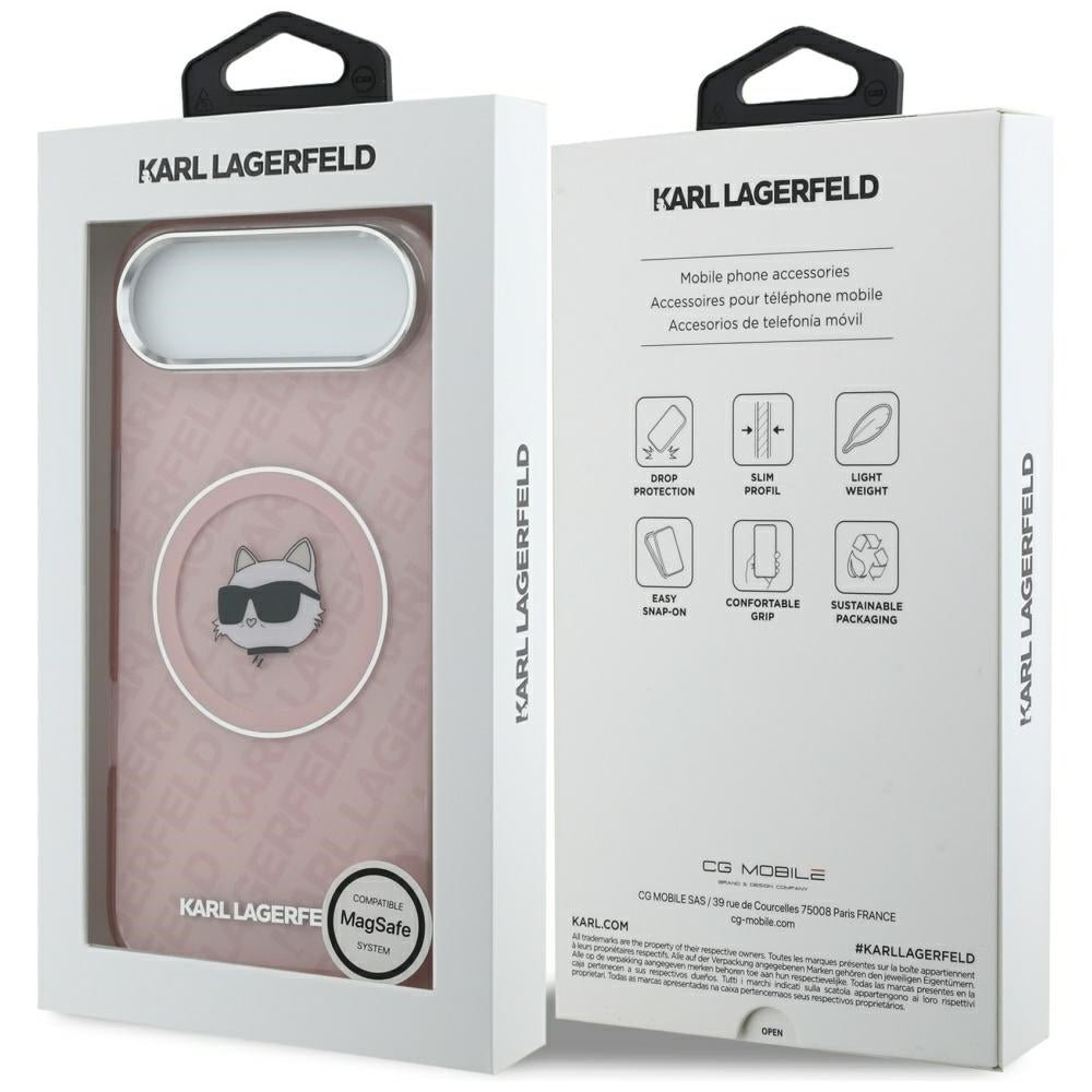 Karl Lagerfeld iPhone Air - IML Choupette Head Logo MagSafe - Σκληρή Θήκη με Πλαίσιο Σιλικόνης - Pink - KLHMP17MHMKBCHOP