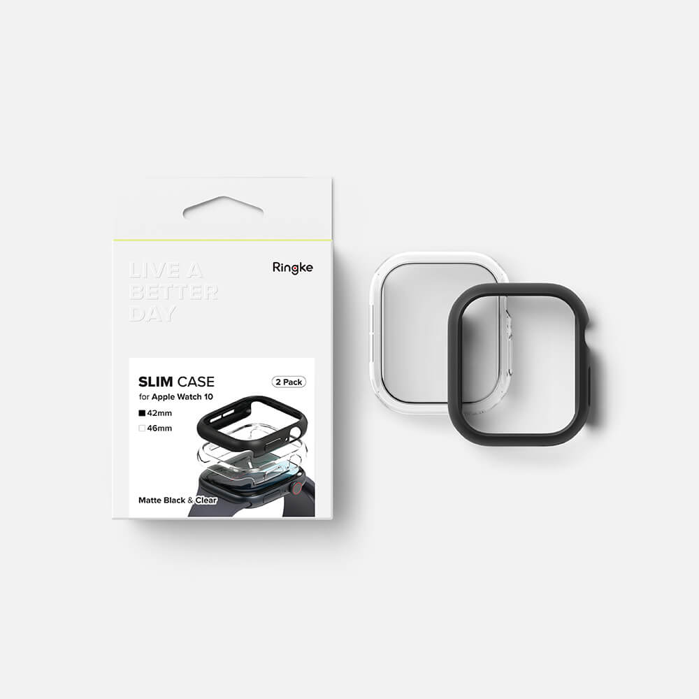 Ringke Θήκη Apple Watch 10/11 - 42mm Slim - 2 Τεμάχια - Διάφανη - Light Gray / Διάφανη