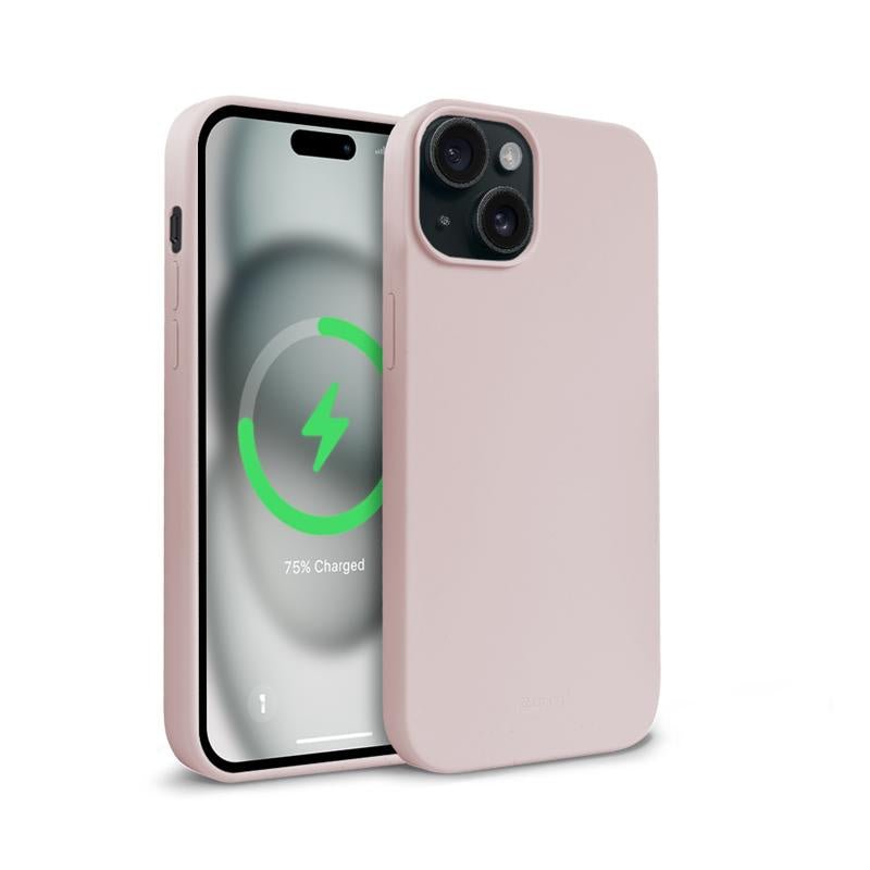 Crong iPhone 15 Color Cover Magnetic - Θήκη Σιλικόνης με MagSafe - Sand Pink