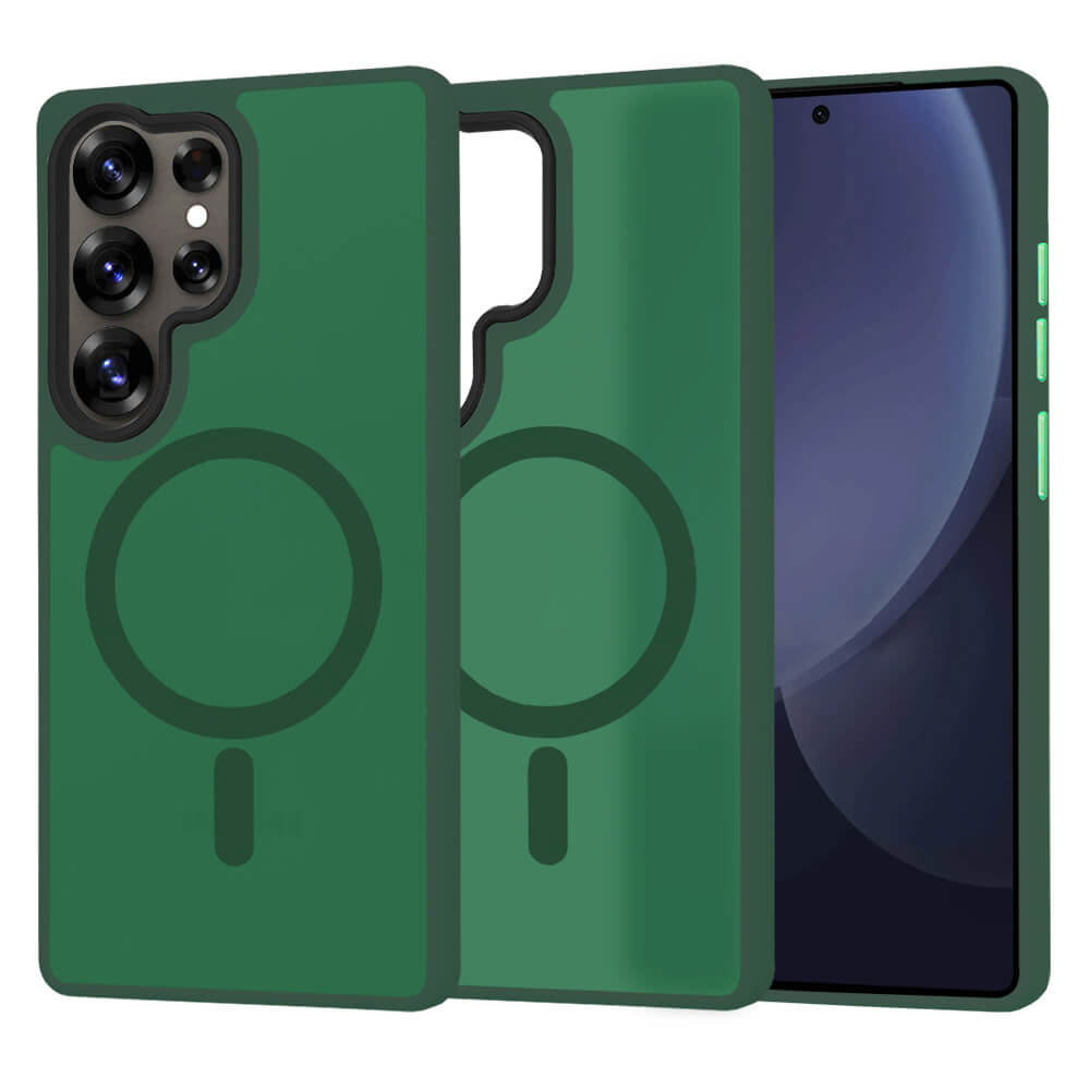 Techsuit Samsung Galaxy S25 Ultra - HaloFrost MagSafe Series - Σκληρή Θήκη με Πλαίσιο Σιλικόνης - Midnight Green