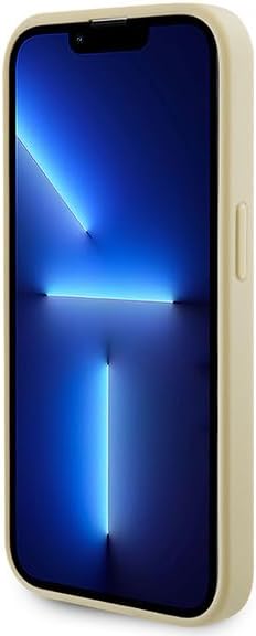 Guess iPhone 15 Pro Saffiano MagSafe Σκληρή Θήκη με Πλαίσιο Σιλικόνης και MagSafe - Gold - GUHMP15LPSAHMCB