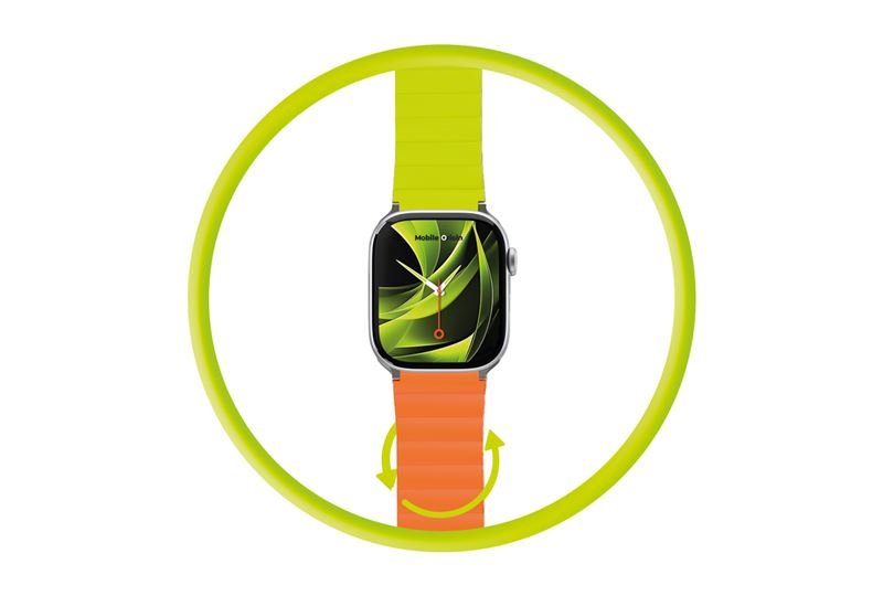 Mobile Origin Λουράκι Apple Watch 4/5/6/7/8/9/10/11 - SE (1/2/3) - Ultra (1/2/3) - 42/44/45/49mm Strap II Σιλικόνης - Orange / Green