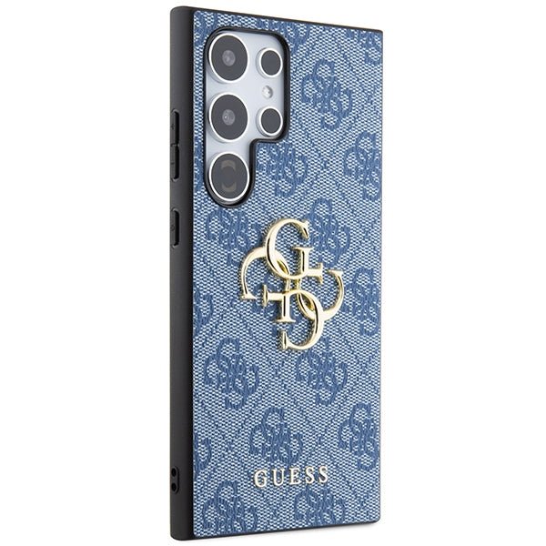 Guess Samsung Galaxy S24 Ultra - 4G Big Metal Logo Θήκη με Επένδυση Συνθετικού Δέρματος - Blue - GUHCS24L4GMGBL