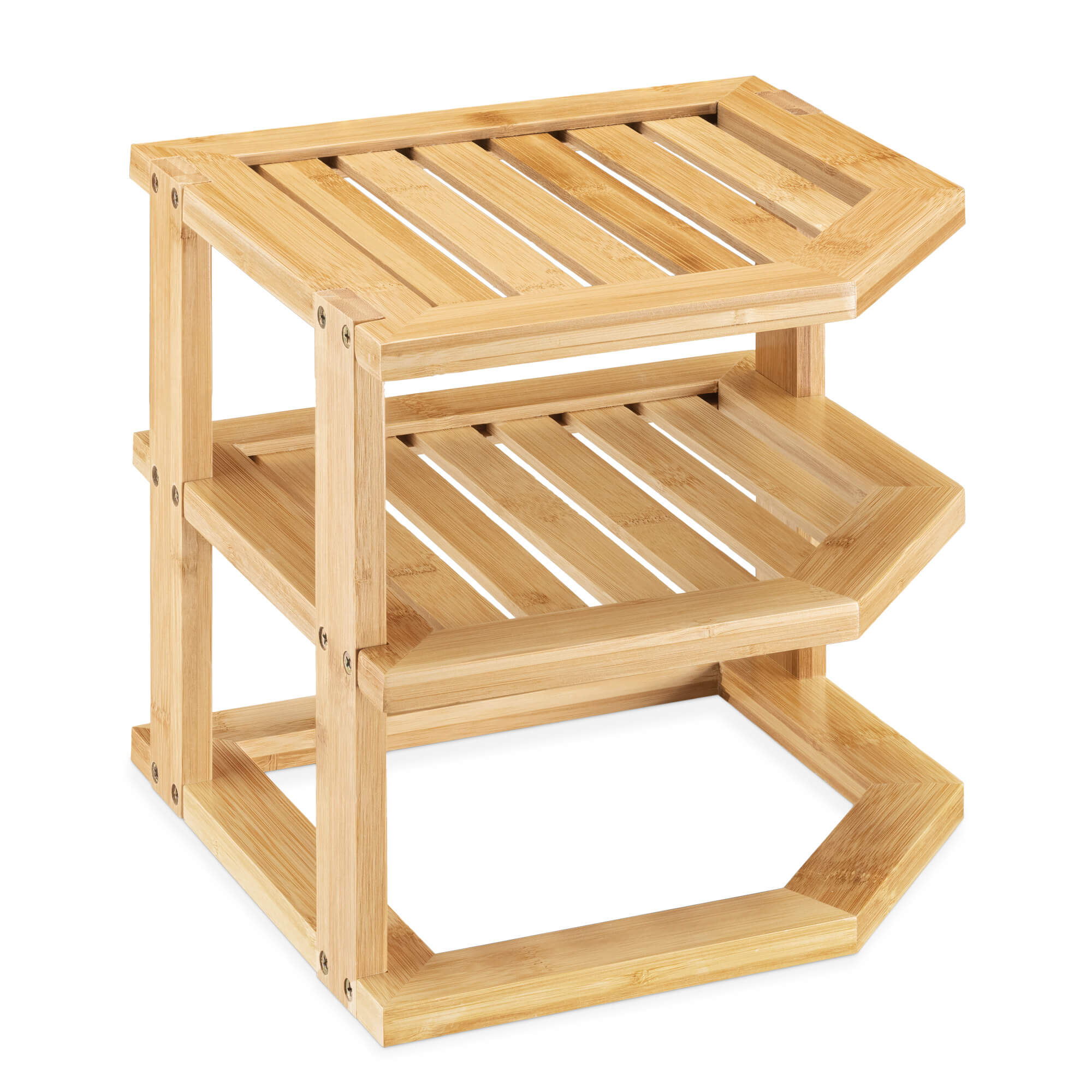 Navaris Επιτραπέζιο Γωνιακό Ράφι από Μπαμπού Τριών Επιπέδων - Light Brown - 54644.01