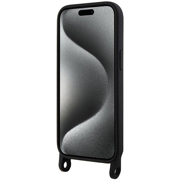 Karl Lagerfeld iPhone 15 Crossbody Silicone Choupette Σκληρή Θήκη με Πλαίσιο Σιλικόνης και Λουράκι - Black - KLHCP15SSCBSCNK