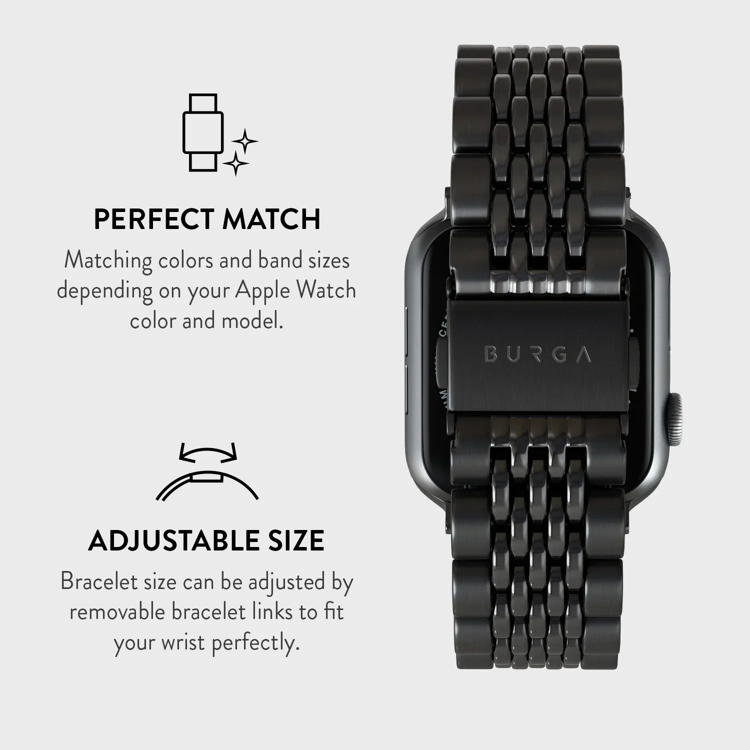 Burga Λουράκι Apple Watch 4/5/6/7/8/9/10/11 - SE (1/2/3) - Ultra (1/2/3) – 44/45/46/49mm - Chic Royal - Black