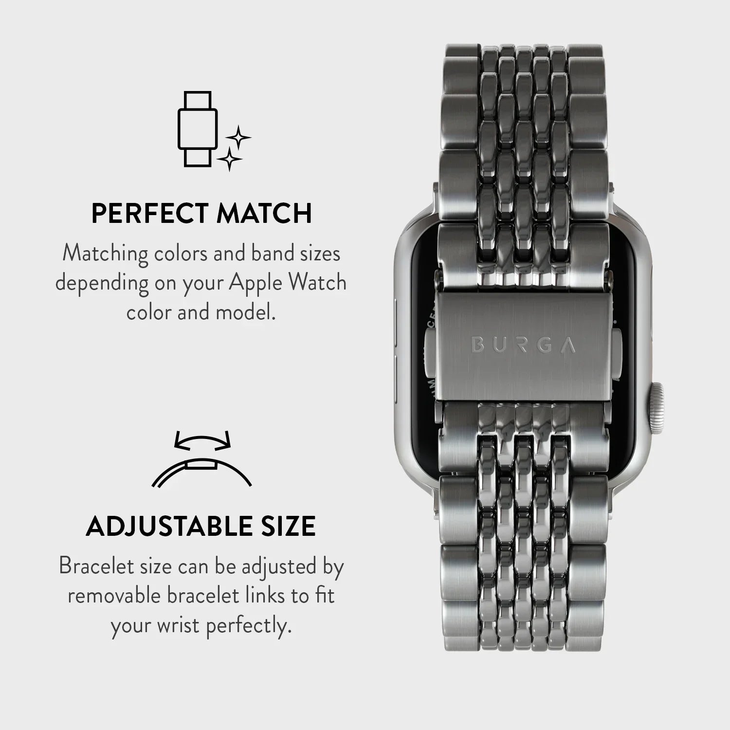 Burga Λουράκι Apple Watch 4/5/6/7/8/9/10/11 - SE (1/2/3) - Ultra (1/2/3) – 44/45/46/49mm - Chic Royal - Silver