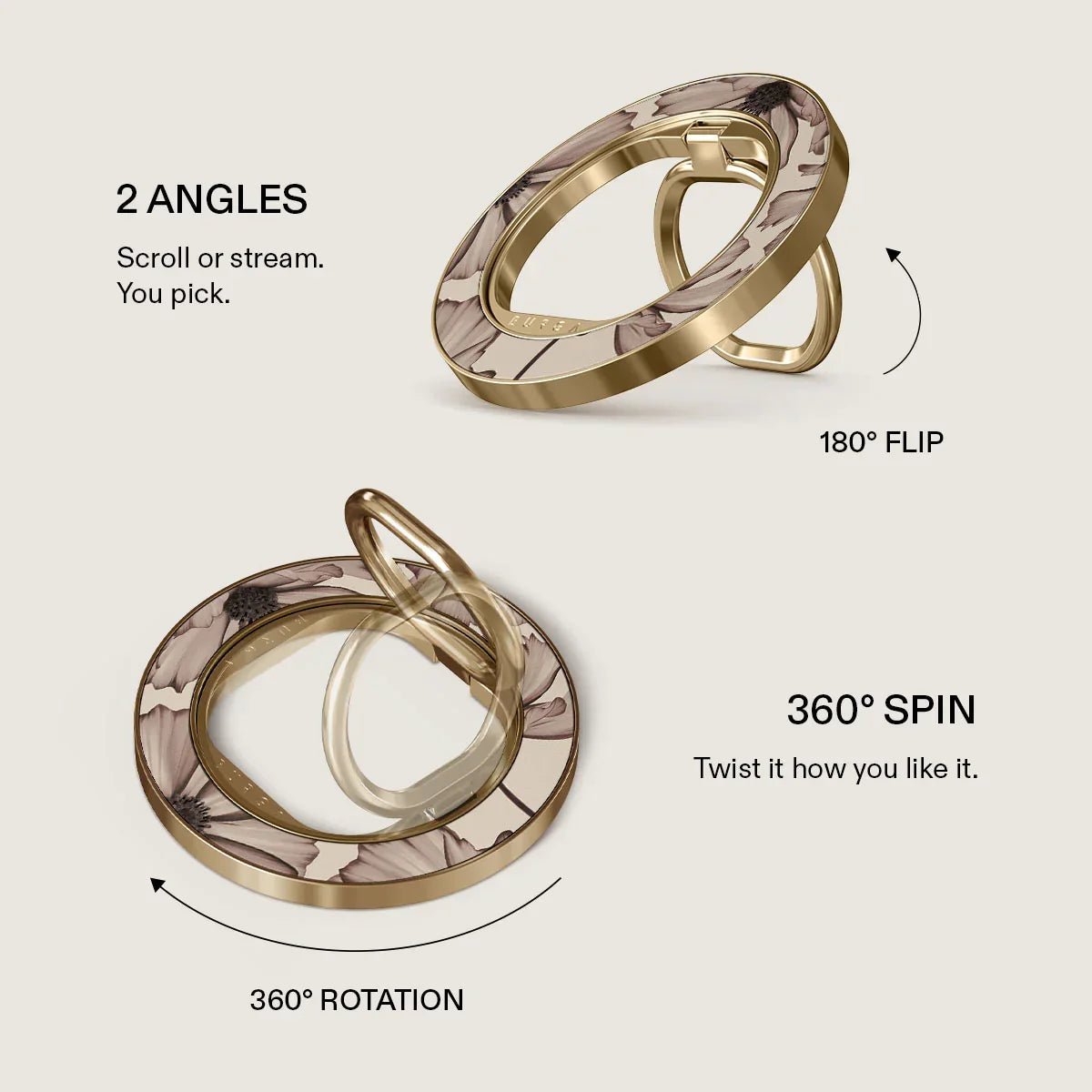 Burga Magnetic Ring Holder - Μαγνητικό Δαχτυλίδι Συγκράτησης Κινητού - Gold - Barely Yours