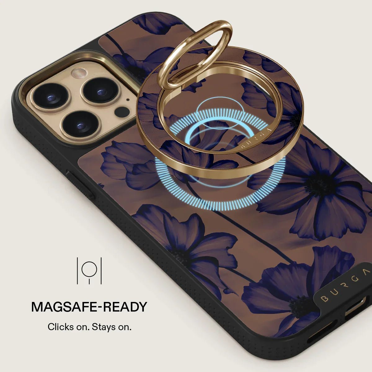 Burga Magnetic Ring Holder - Μαγνητικό Δαχτυλίδι Συγκράτησης Κινητού - Gold - Velvet Night