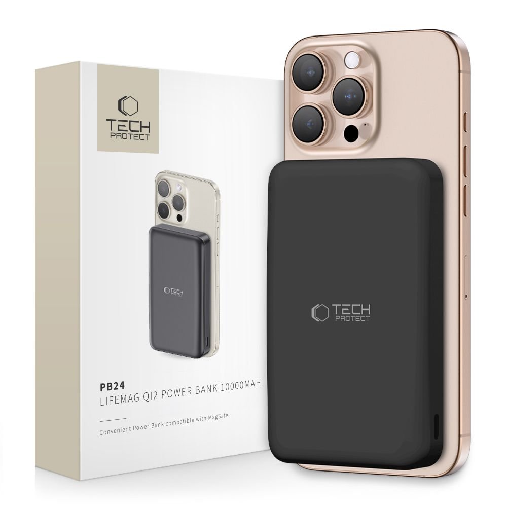 Tech - Protect PB24 Lifemag QI2 MagSafe PowerBank Μαγνητικό PowerBank Κινητού 10000 mAh - Black