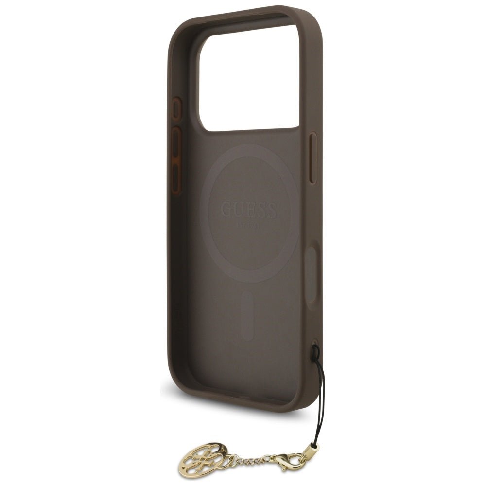 Guess iPhone 17 Pro - 4G Charms Collection MagSafe - Θήκη με Επένδυση Συνθετικού Δέρματος - Brown - GUHMP17LGF4GCW